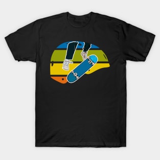 Colorful Retro Skateboard Helmet with Kickflip T-Shirt